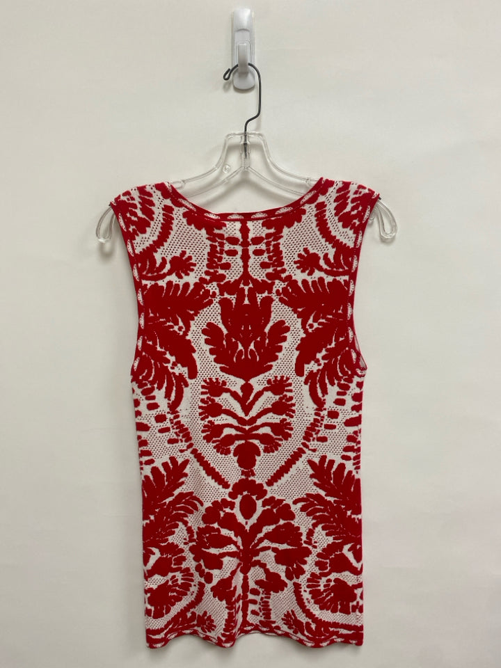 NWT Marie Oliver Size L Red White Sleeveless Ladies Sweater