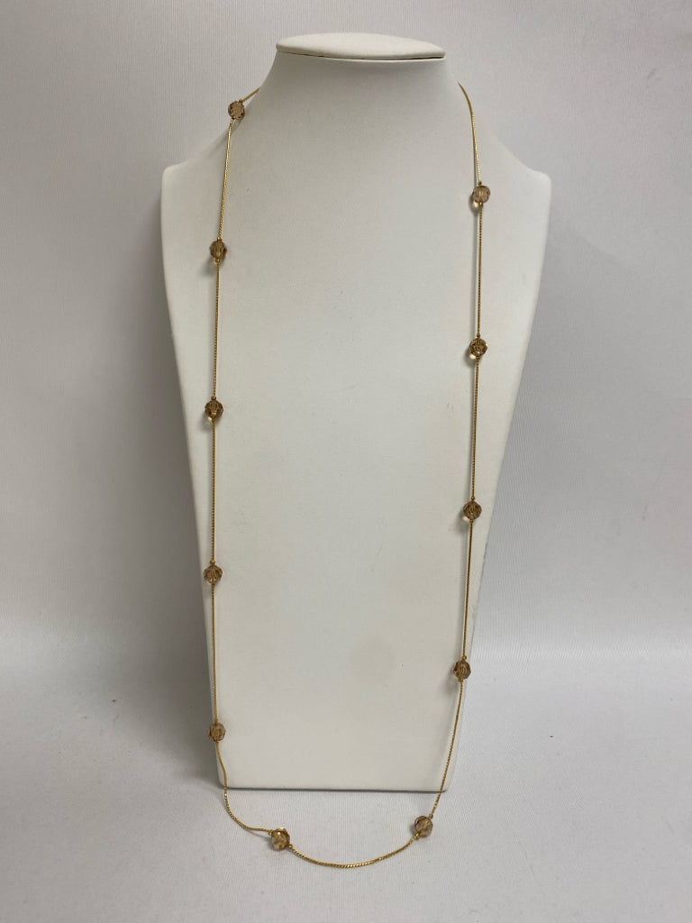 Swarovski Gold Color Champagne Beaded Necklace