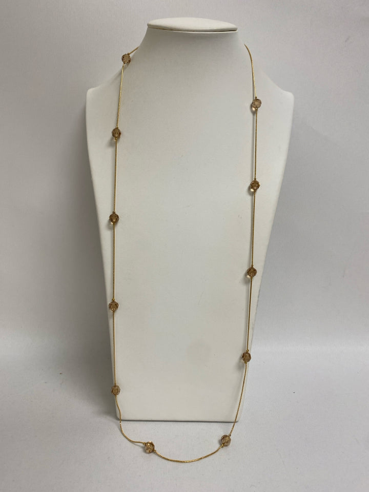 Swarovski Gold Color Champagne Beaded Necklace