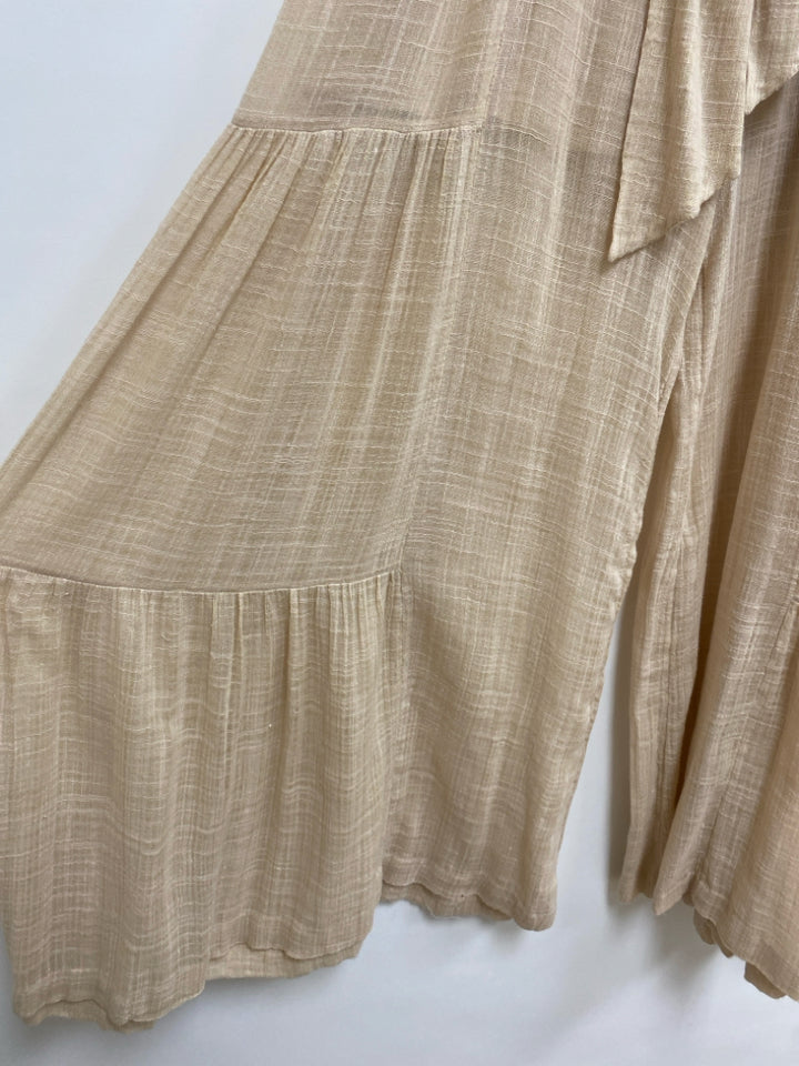 Free People Size L Beige Texture Wide Leg Ladies Pants