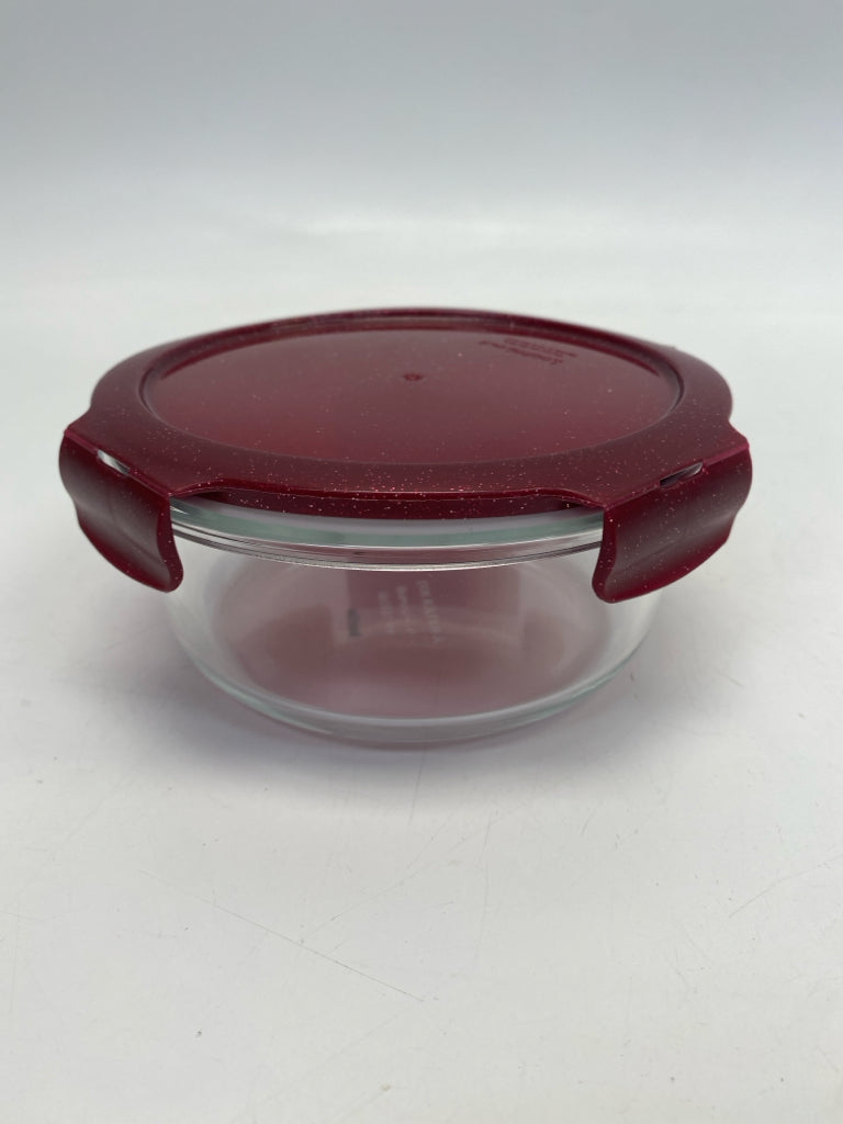 Lock &amp; Lock Red Clear Glitter Glass Storage Container
