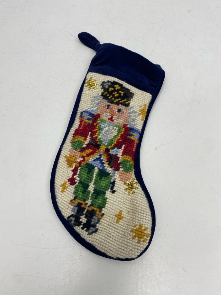 Navy Multi Color Needlepoint Christmas