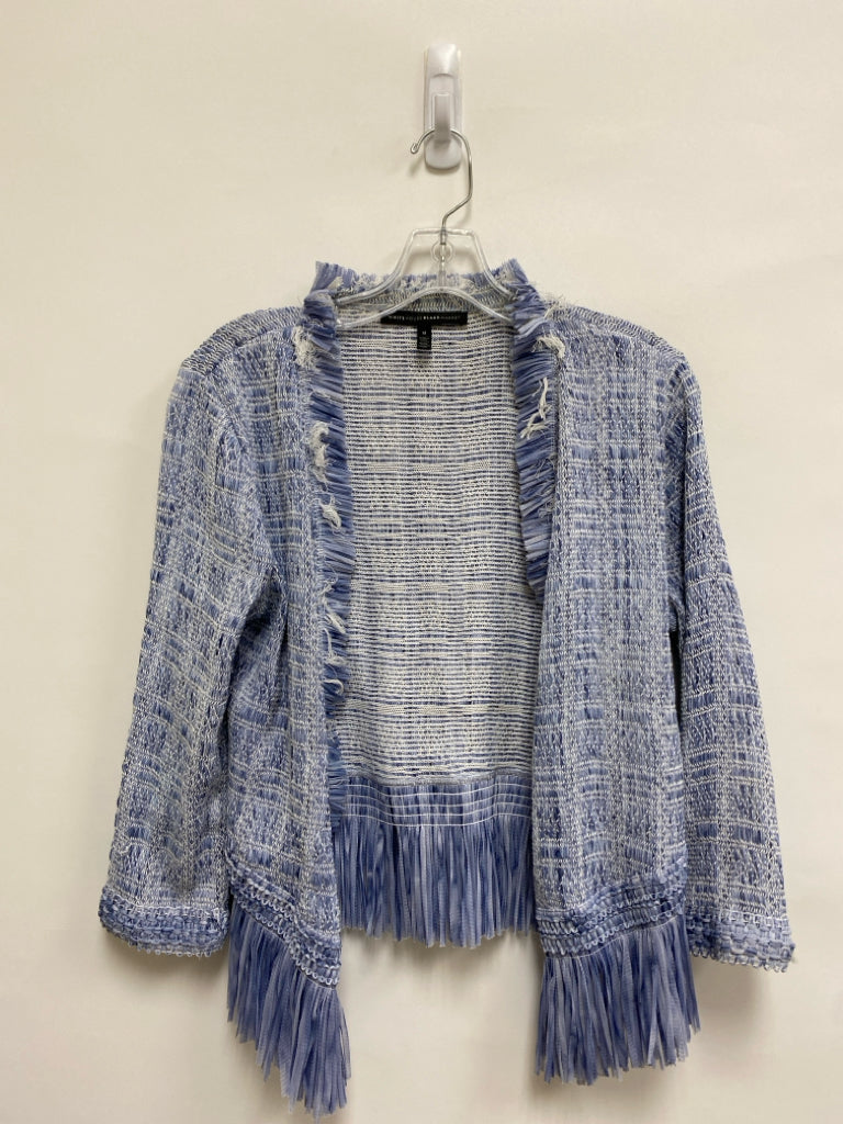 Wht House/Blk Mkt Size M Blue/White Woven Drape Ladies Sweater