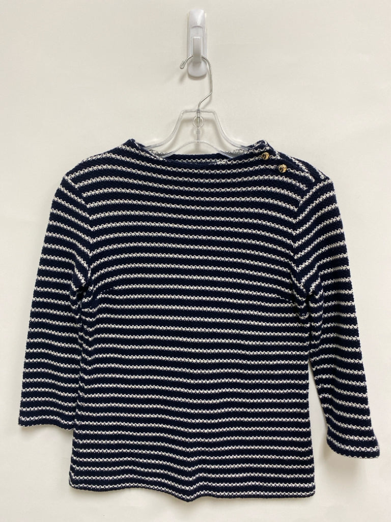 Talbots Size SP Navy White Striped Petite Sweater