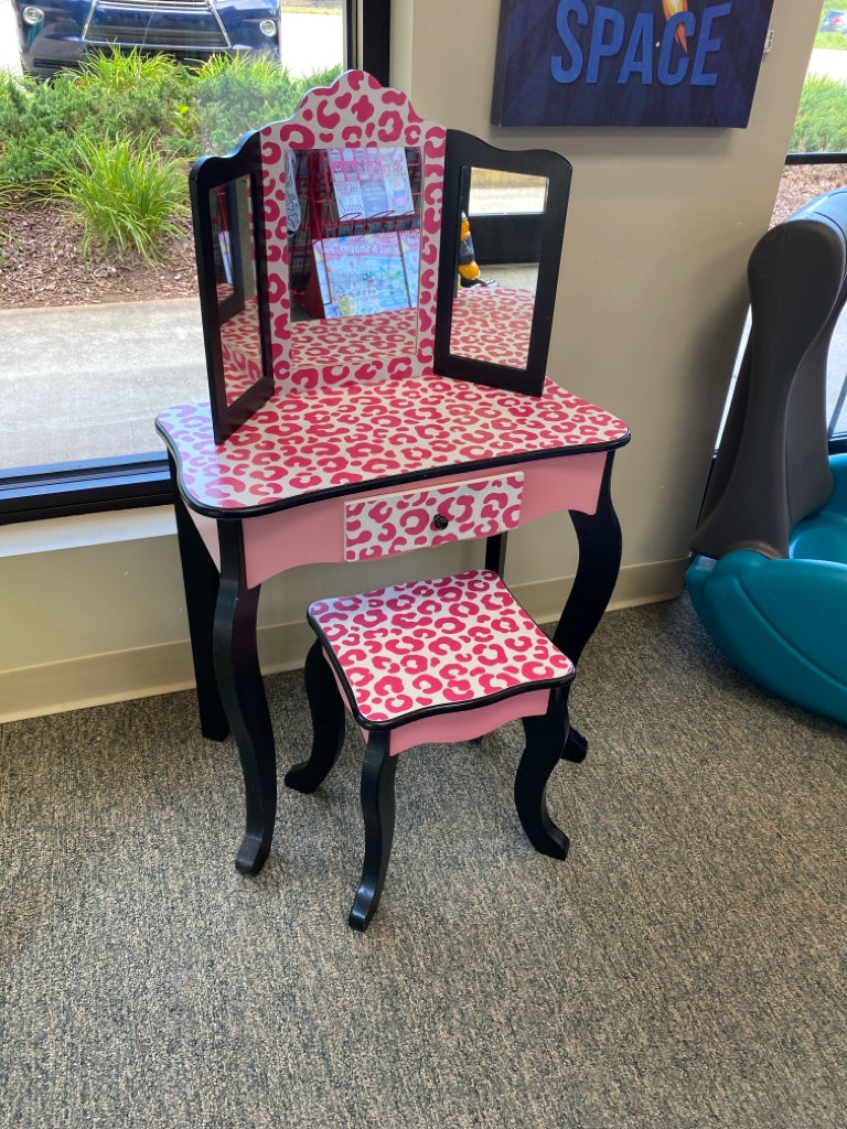 Pink/White Black Animal Print Kids Misc Room