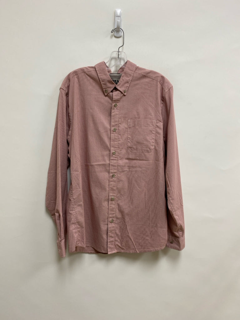 Eddie Bauer Size L Brown White Checkered Button Up Men&