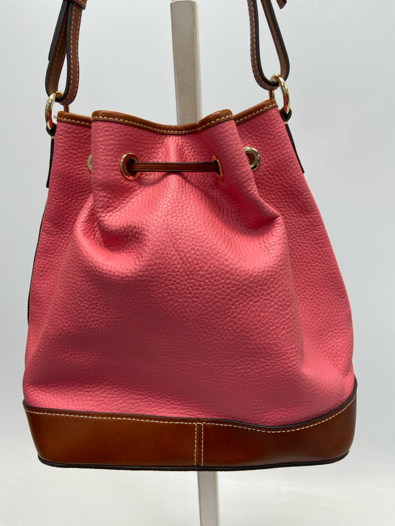 Dooney &amp; Bourke Pink Brown Drawstring(s) Handbag