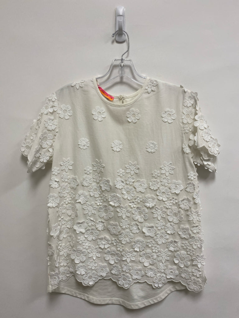 VILAGALLO Size 38 White Flowers Ladies Top