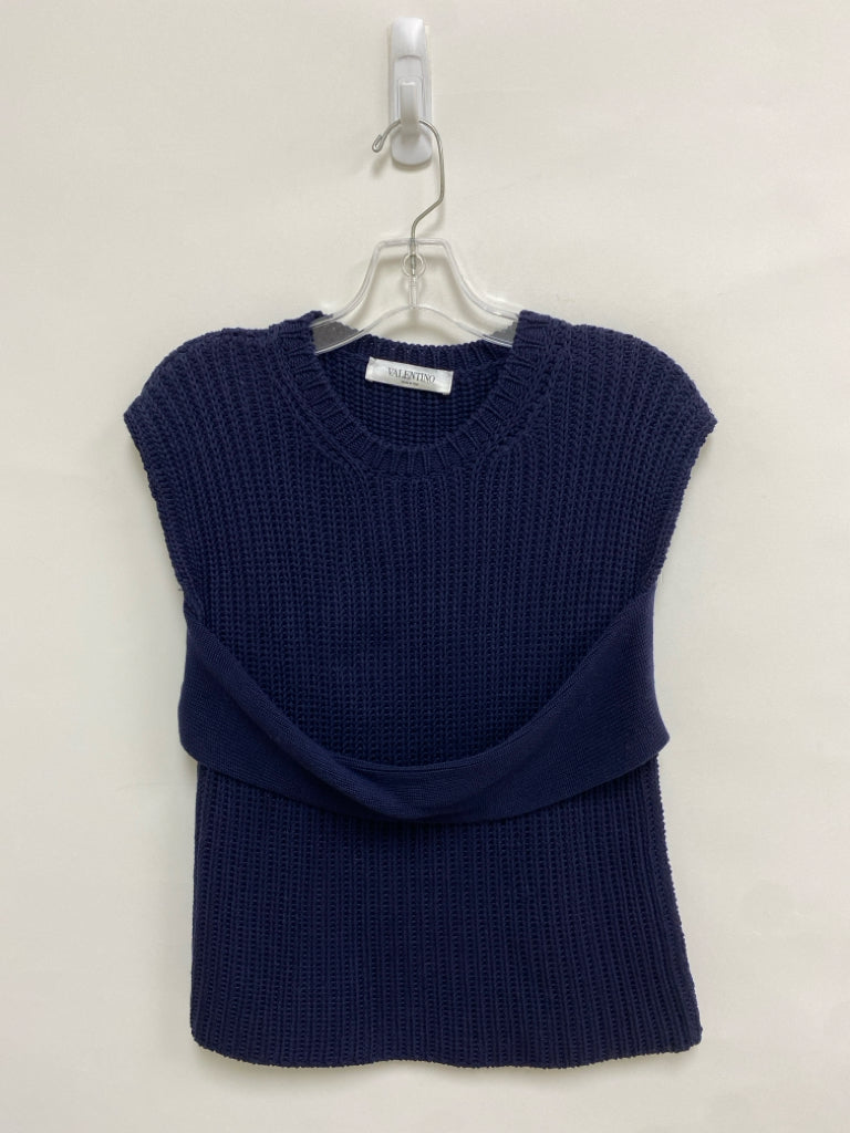 Valentino Size M Navy Cotton Ladies Sweater Vest