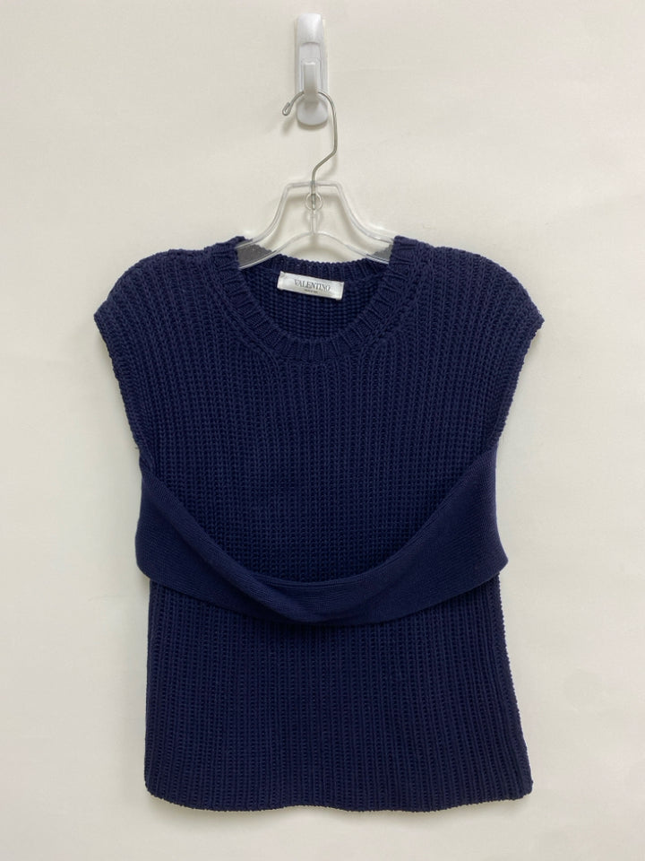 Valentino Size M Navy Cotton Ladies Sweater Vest