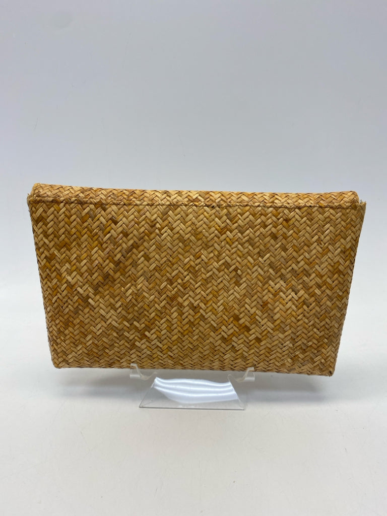 Brown Woven Straw Handbag