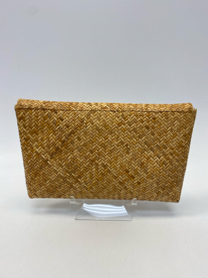 Brown Woven Straw Handbag