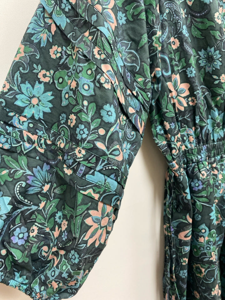 Derek Lam 10 Crosby Size 6 Dark Green Aqua/Coral Acanthus Ladies Dress