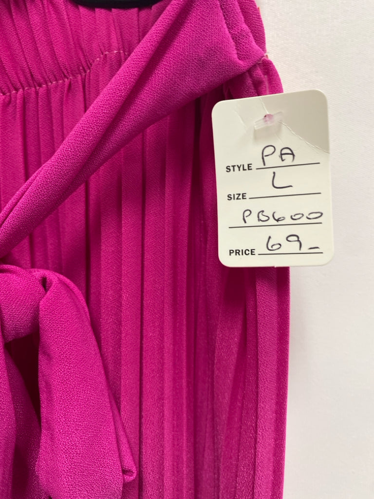 NWT Size L Hot Pink Crinkle Wide Leg Ladies Pants