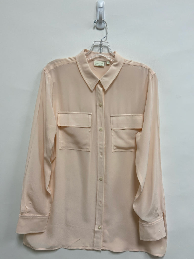 Spartina 449 Size M Pale Peach Long Sleeve Silk Ladies Top