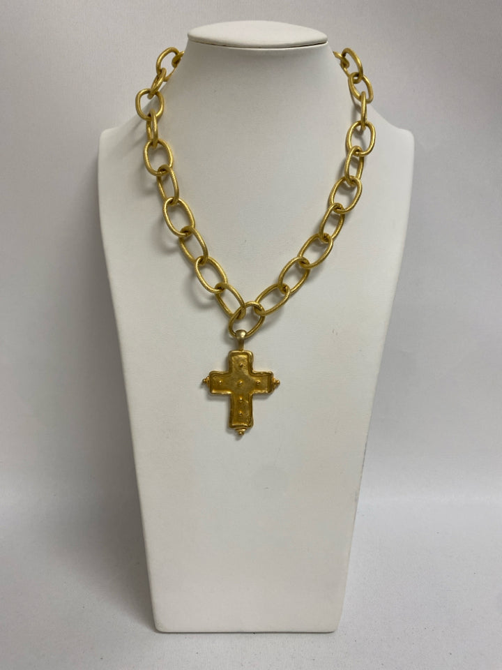 Susan Shaw Gold Color Cross Necklace