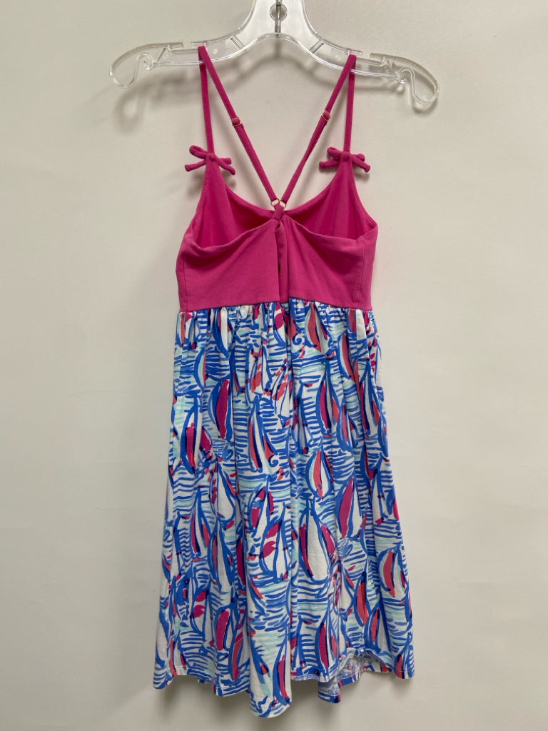 LILLY PULITZER SIZE 8/10 Pink White/Blue Tank Girl&