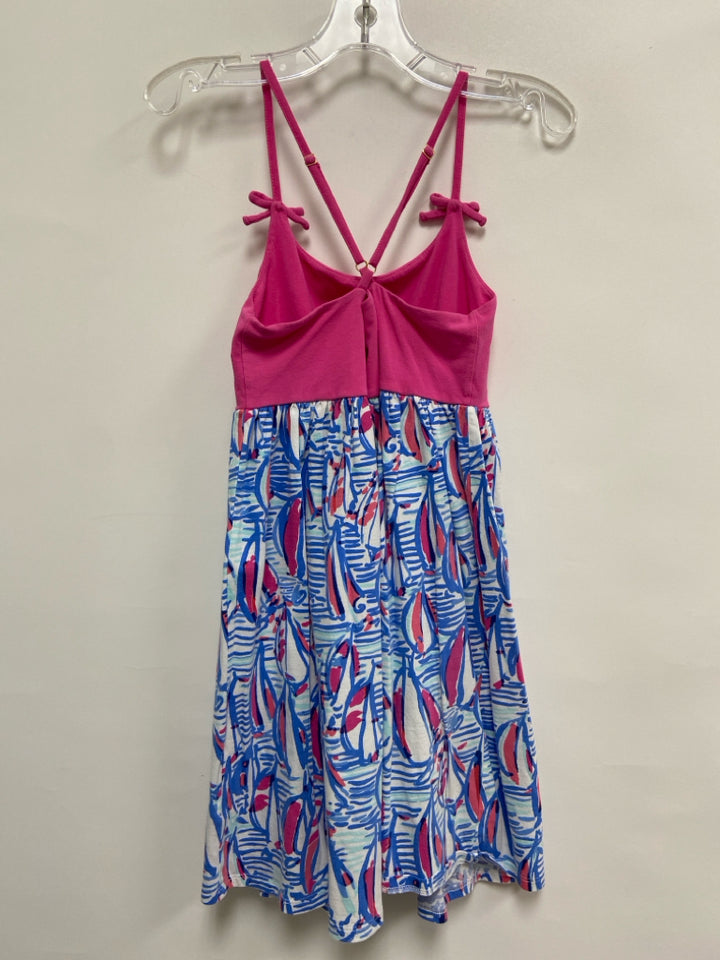 LILLY PULITZER SIZE 8/10 Pink White/Blue Tank Girl&