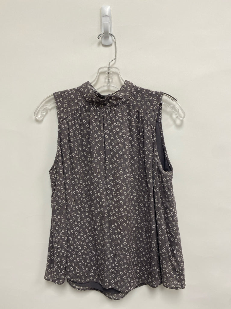 bella dahl Size XS Gray Cream Flowers Sleeveless Ladies Top