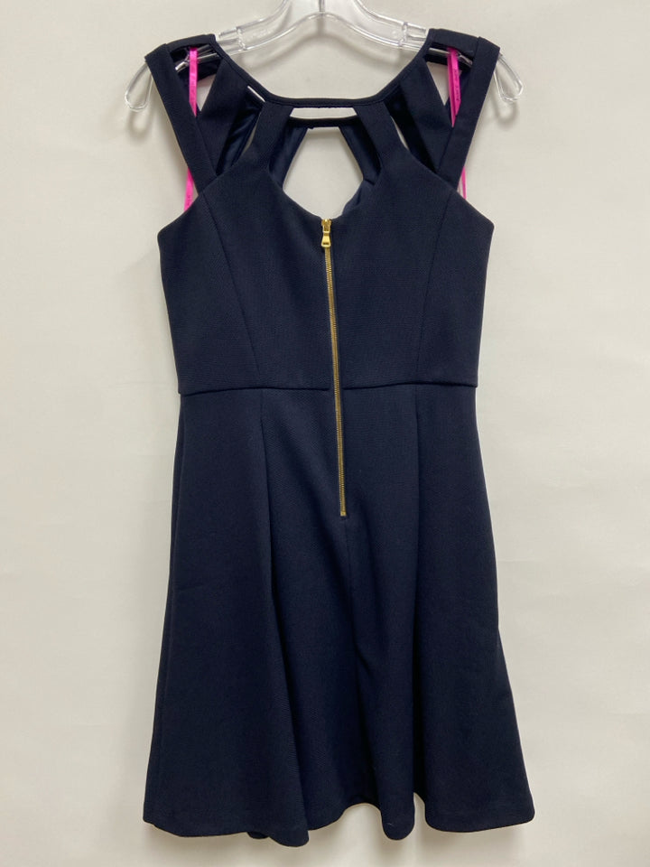 Betsey Johnson Size 4 Navy Keyhole Sleeveless Ladies Dress