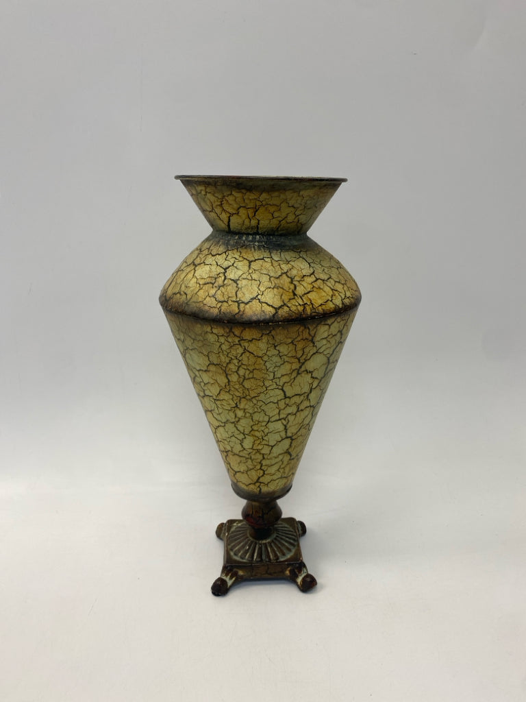 Gold Bronze Crackle Metal Vase
