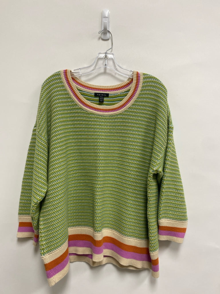 Tribal Size XL Green Pink/Orange Ladies Sweater