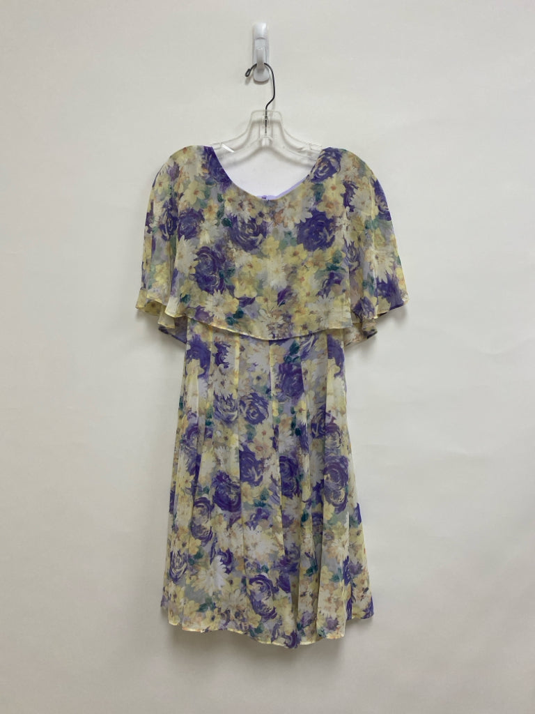 Danny and Nicole Size 4 Yellow Purple/Green Flowers Ladies Dress