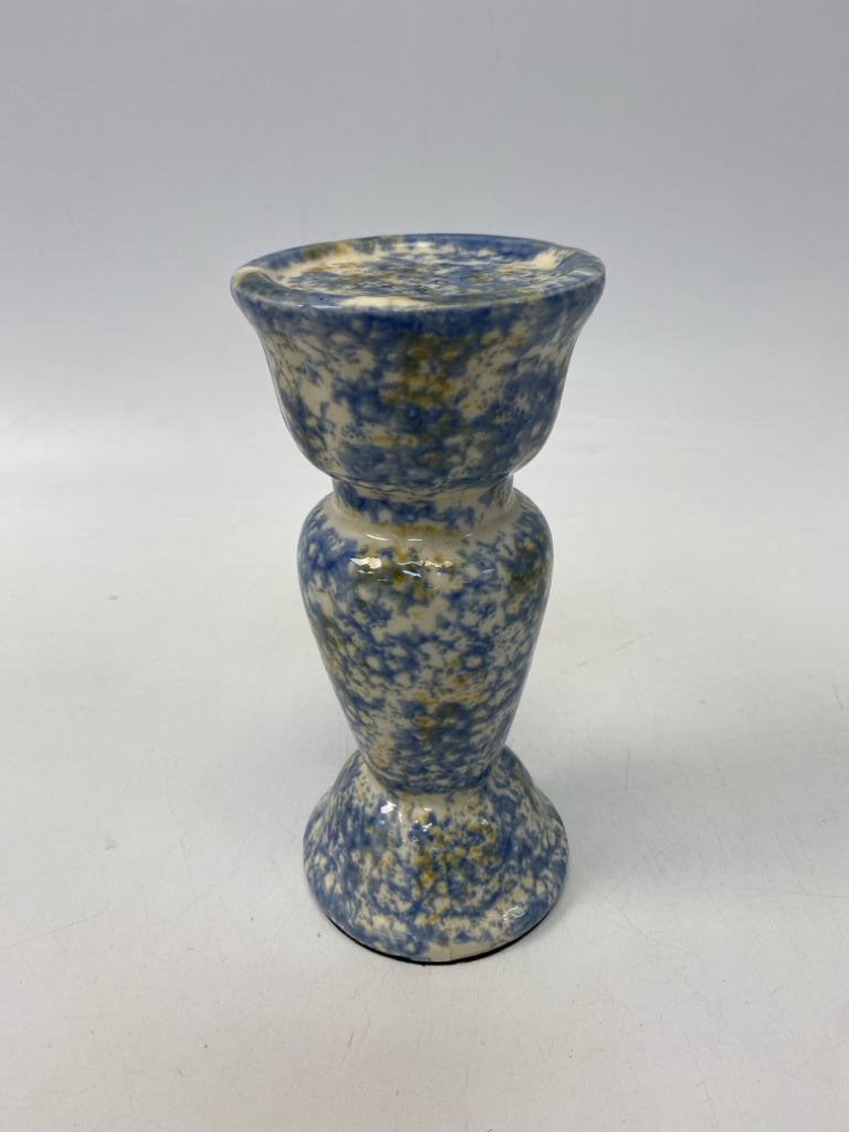 Blue/White Mottled Ceramic Candleholder(s)