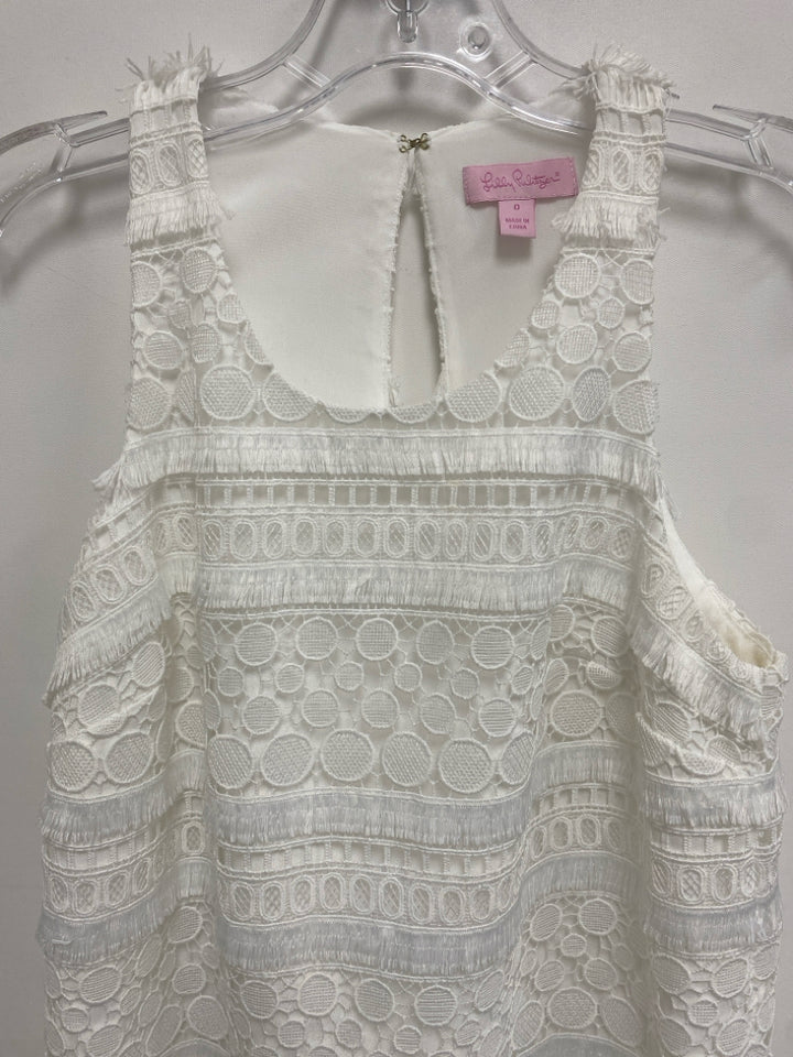 LILLY PULITZER Size 0 White Lace Sleeveless Ladies Dress