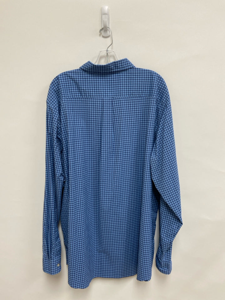 Vineyard Vines Size 2X Navy/Blue Checkered Button Up Men&