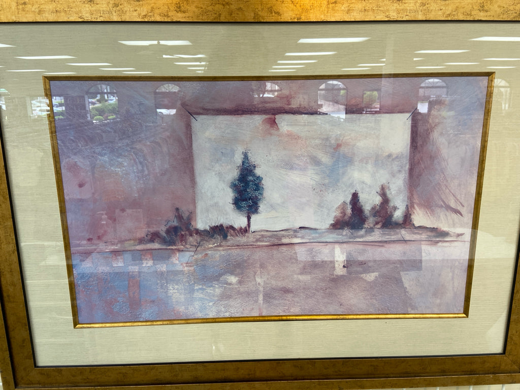 Pink/Green White Framed Art