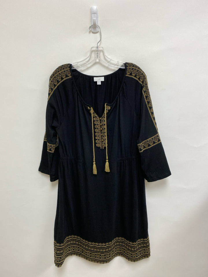 J Jill Size LP Black/Tan Embroidered Petite Dress