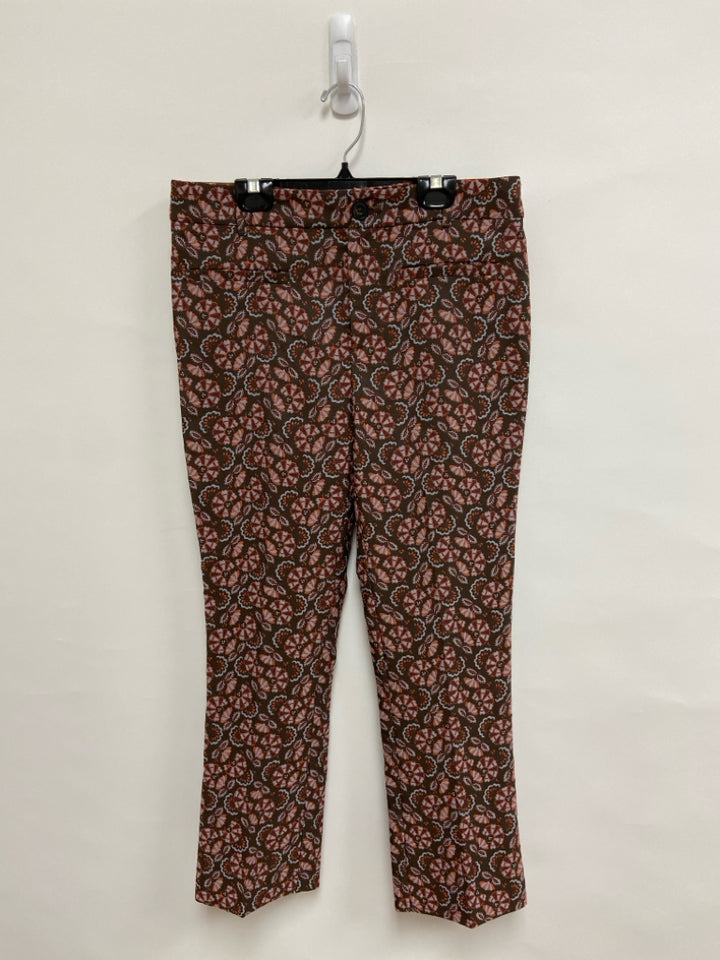 Anthropologie Size 6 Brown Gray/Coral Floral Ladies Pants
