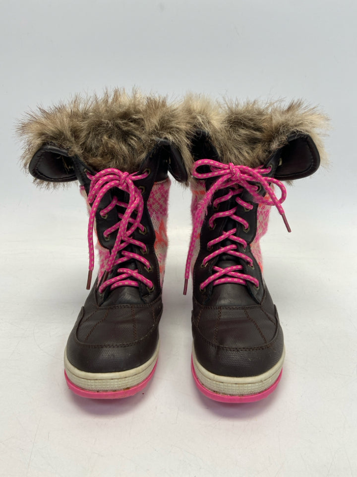Justice SIZE 3 Dark Brown Pink Lace-Up Girl&