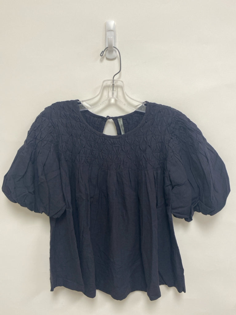 Anthropologie Size XXS Black Smocking Linen Blend Ladies Top