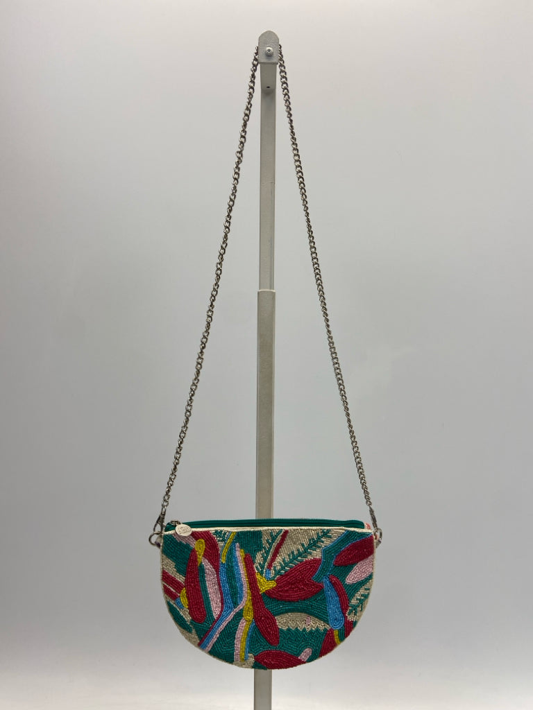 America &amp; Beyond Turquoise Multi-Color Beaded Handbag