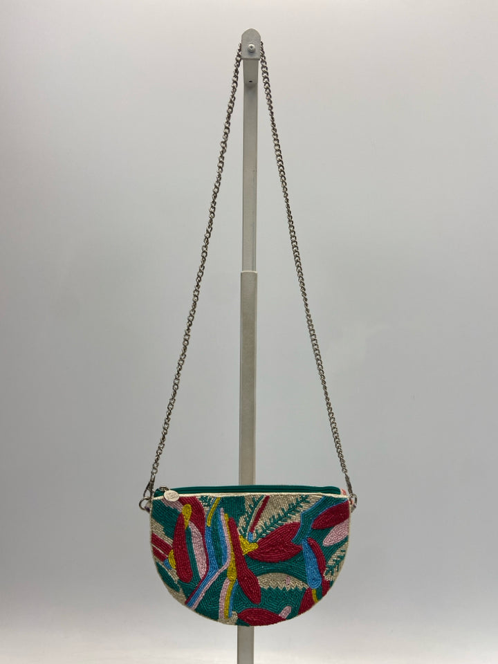 America &amp; Beyond Turquoise Multi-Color Beaded Handbag