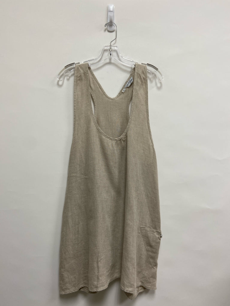 Size XL Tan Sleeveless Linen Ladies Dress