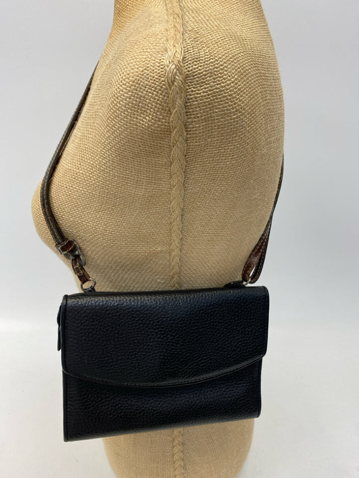 Brighton Black Dark Brown Embossed Crossbody