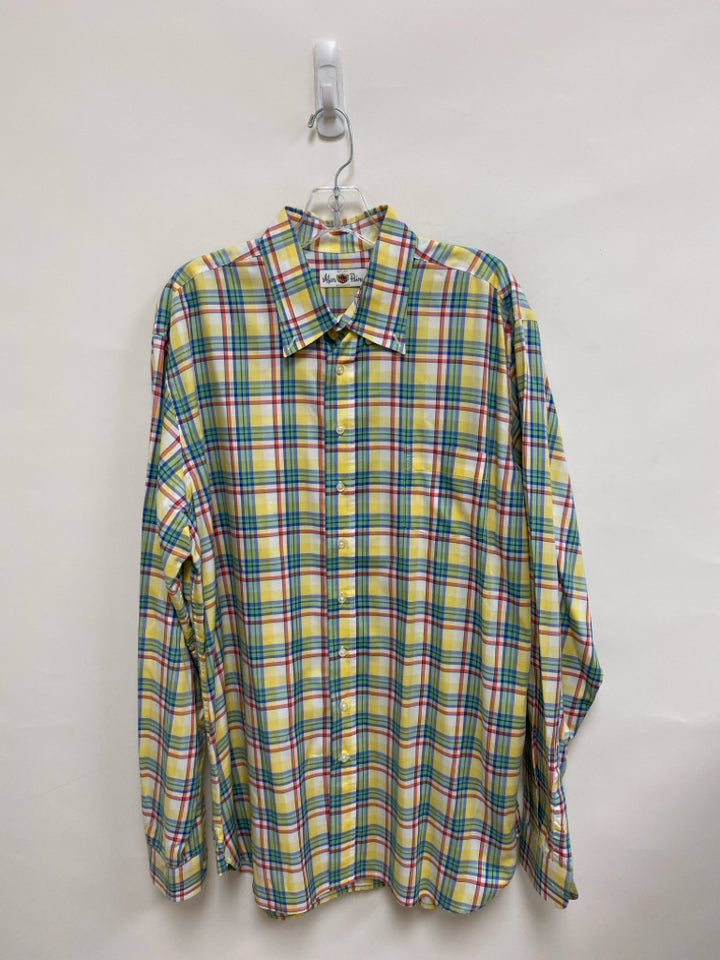 Alan Paine Size XL Yellow Blue/Orange Plaid Men&