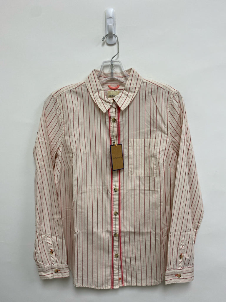 NWT G.H.BASS&amp;CO Size M Cream Red Striped Ladies Top