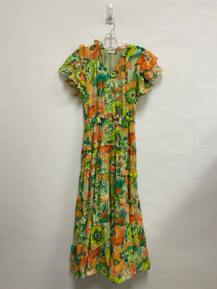 maude vivante Size S Green/Yellow Orange/Black Floral Maxi Ladies Dress