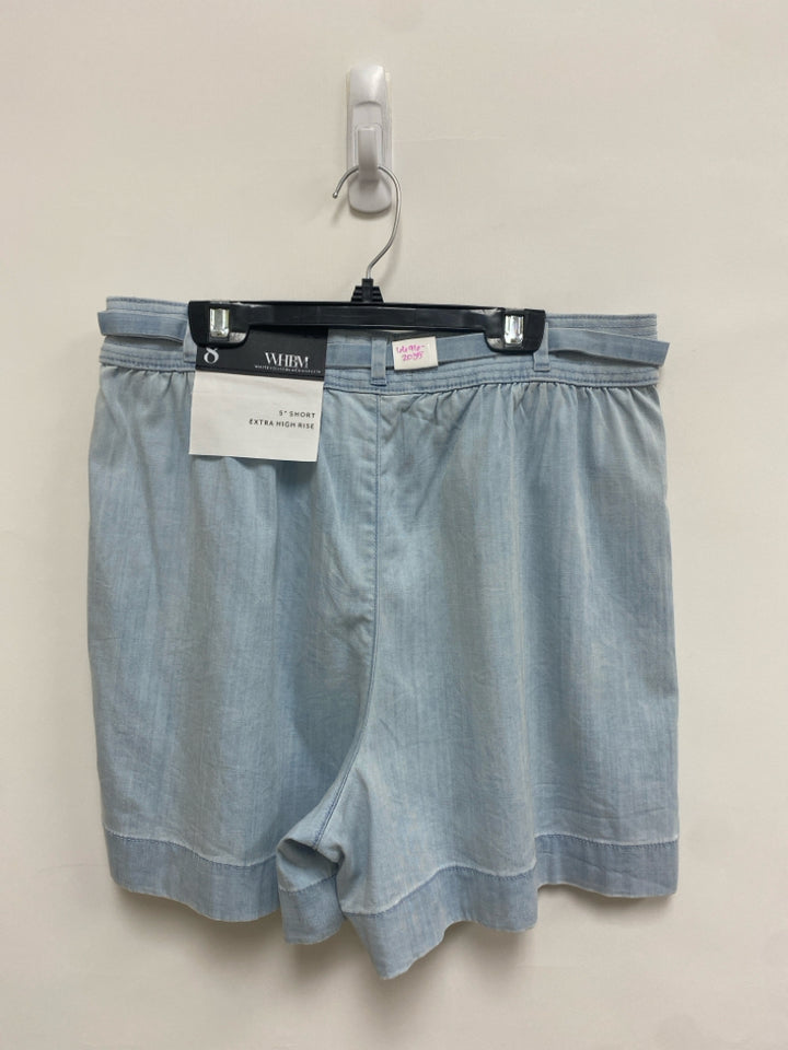 NWT Wht House/Blk Mkt Size 8 Light Blue Pull-on Chambray Ladies Shorts