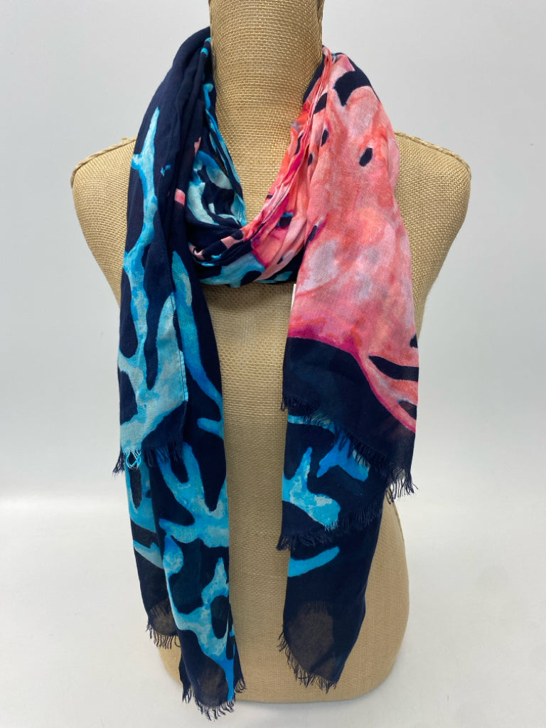 Talbots Navy Blue/Pink Sea Coral Scarf