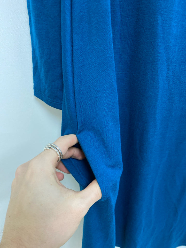 NWT Zenana Size L Teal Blue Criss-Cross Tunic Ladies Top