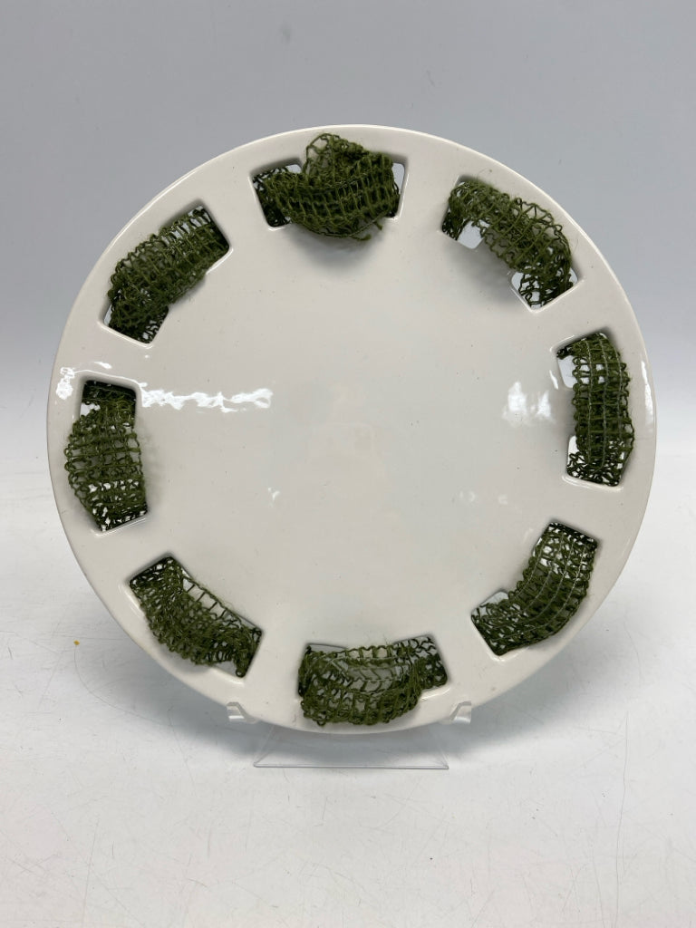 White Green Ribbons Ceramic Christmas