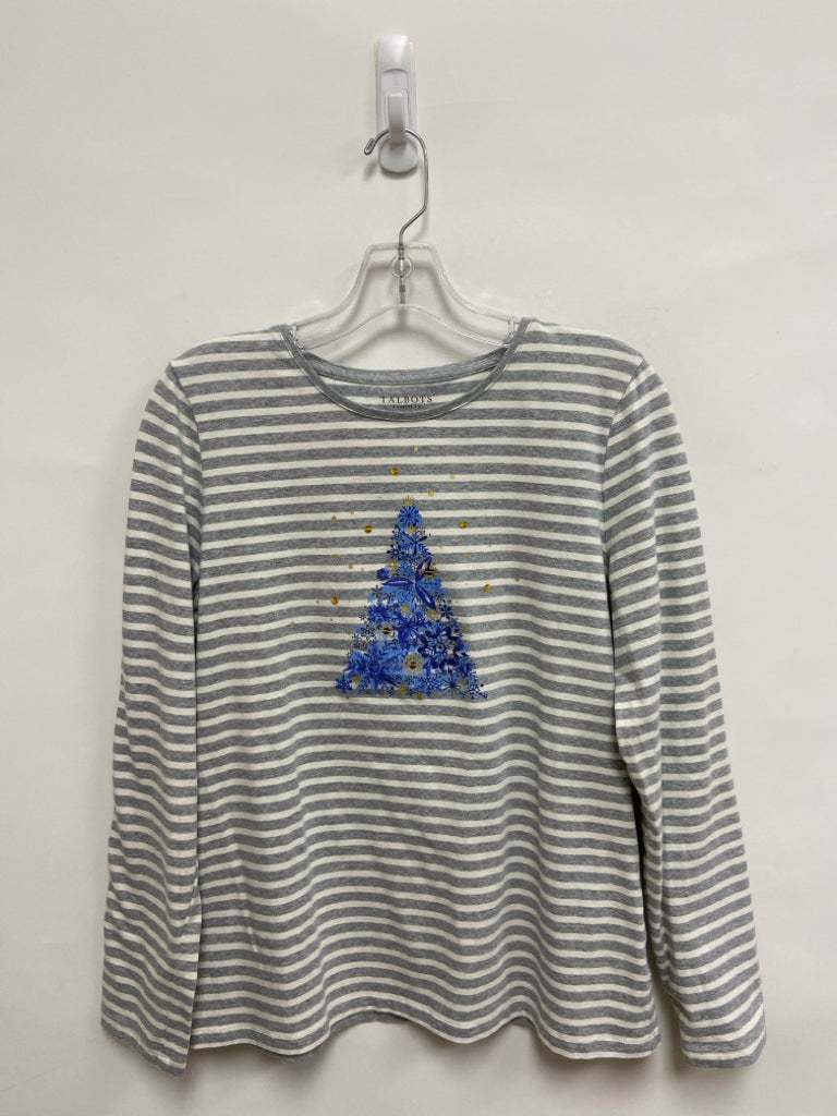 Talbots Size LP Gray/White Striped Petite Top