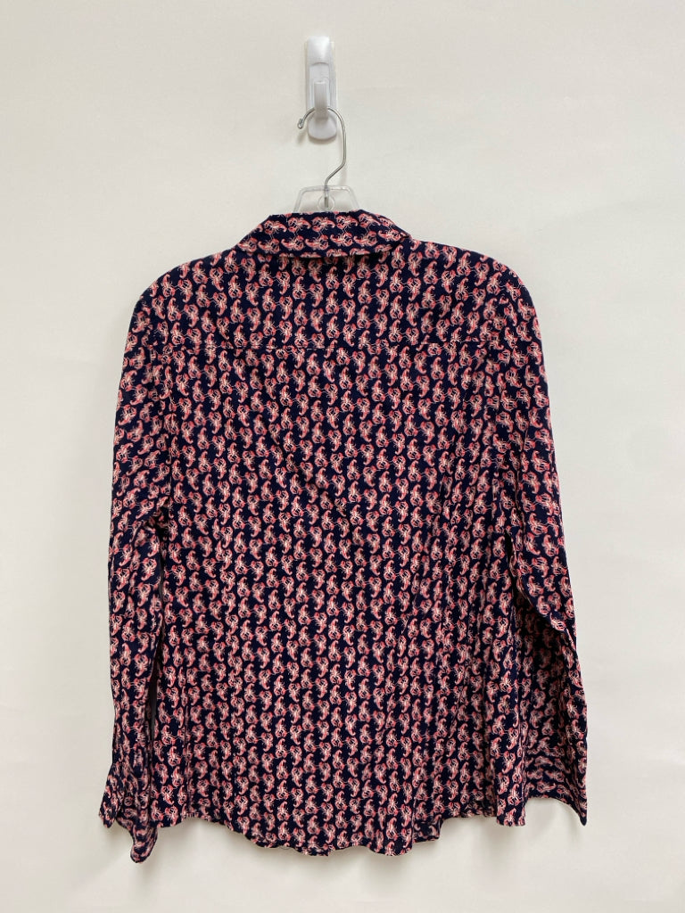 NWT Crown &amp; Ivy Size XL Navy Red/White Crab Long Sleeve Ladies Top