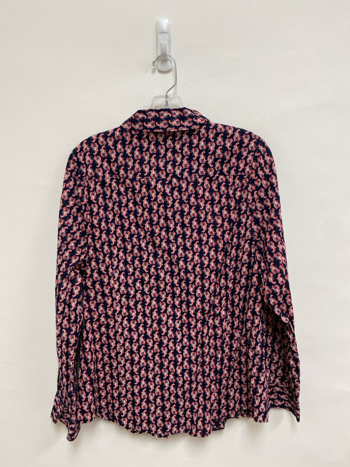 NWT Crown &amp; Ivy Size XL Navy Red/White Crab Long Sleeve Ladies Top