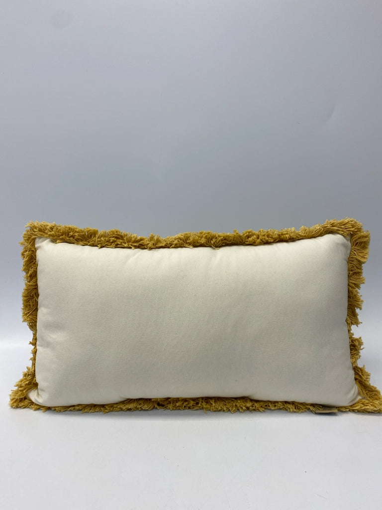 Cream Gold/Gray Print Pillow